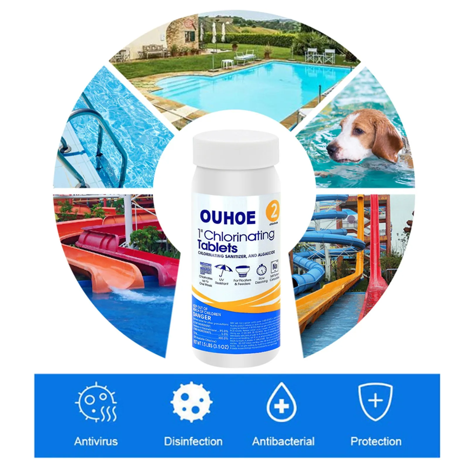 Многофункциональное средство для удаления пятен в бассейне шипучие таблетки