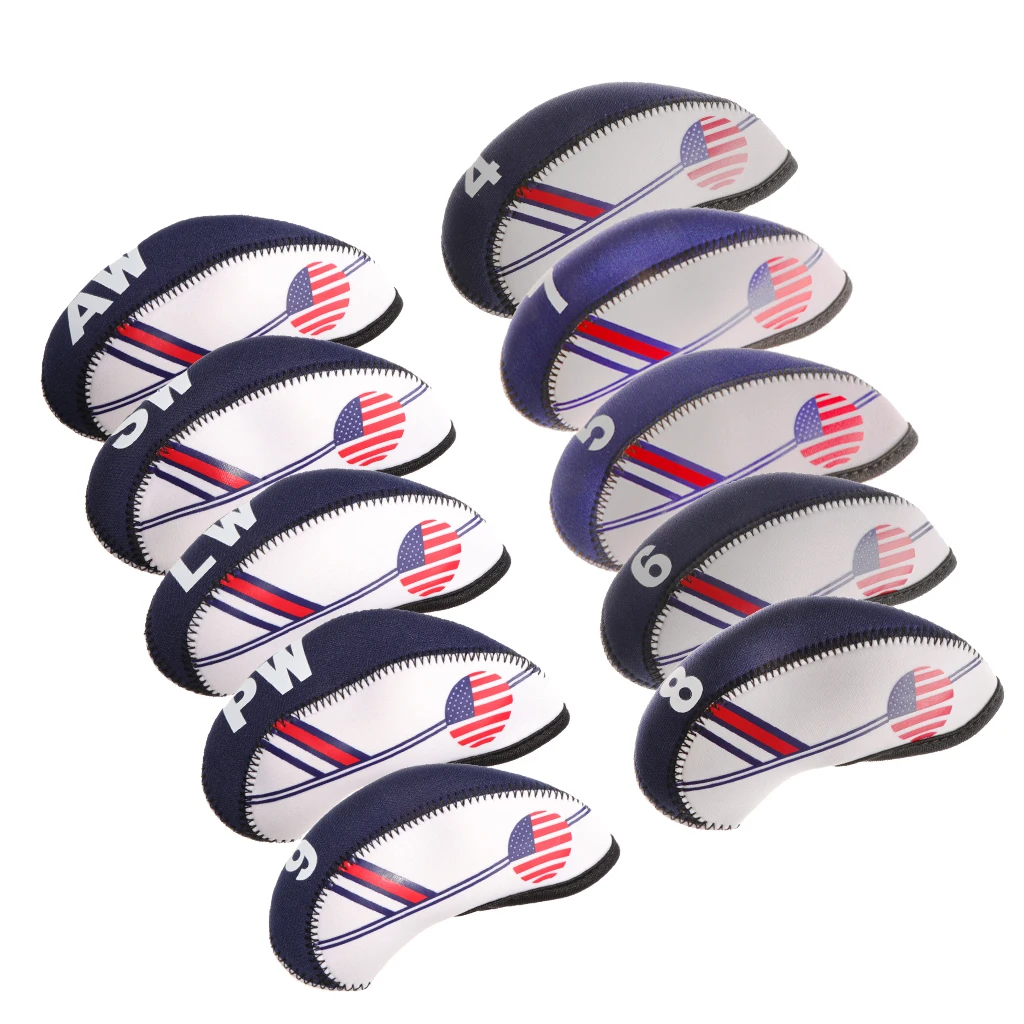 

10pcs Nylon Golf Club Headcover Club Iron Putter Sleeve Protector Case Box