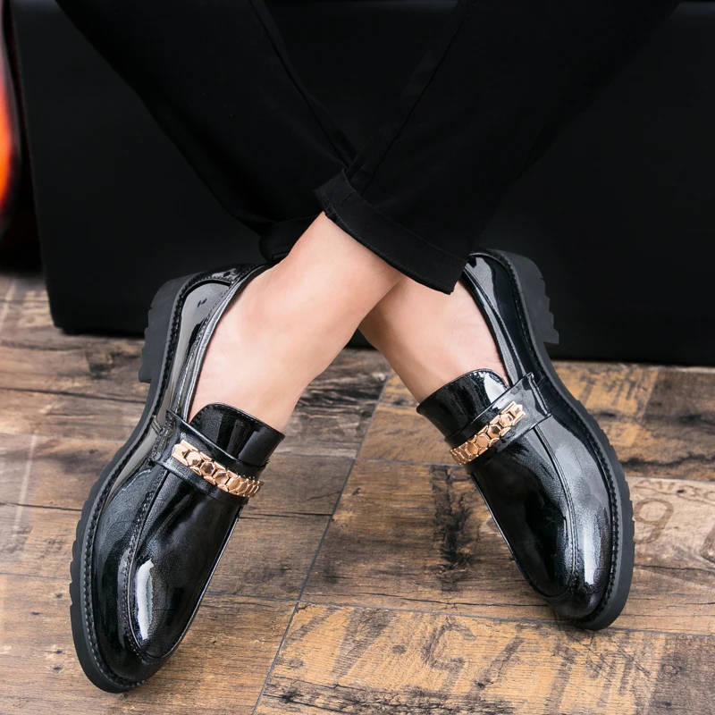 Thick Bottom Mens Dress Shoes Men Bring Brand Wedding Shoes Luxury Italian Casual Office Formal Loafers Boats Leather Shoes Men