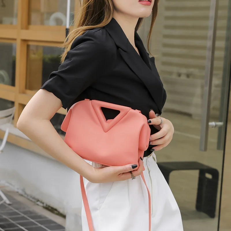 

Summer Candy Color Inverted Triangle Soft Leather Shoulder Tote Bags for Women Travel Purses and Handbags Luxury Brand Designer