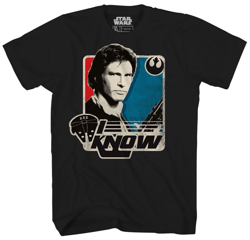 

Han Solo I Know Princess Leia Millennium Falcon Funny Humor Pun Mens Adult Graphic Tee T-Shirt