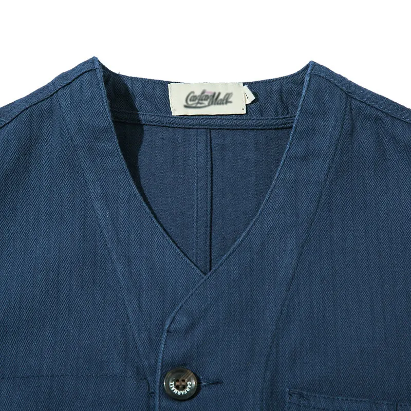 Ретро хлопок жилет мужской повседневный с несколькими карманами мужская одежда