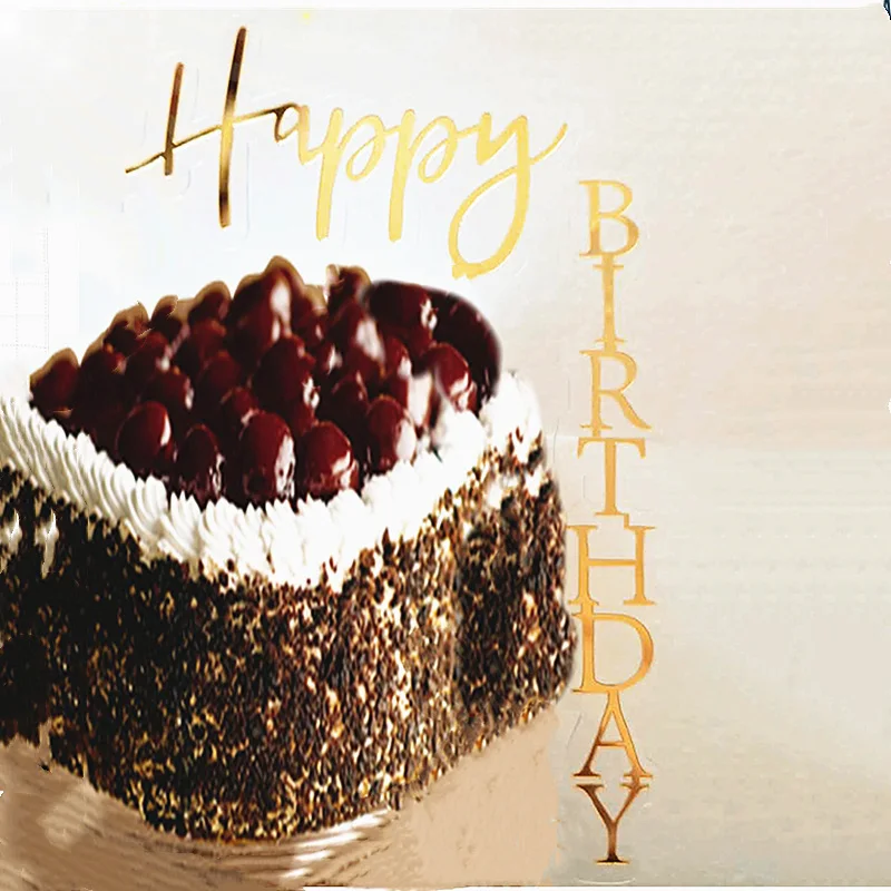 

Creativity happy Birthday Cake Topper Golden Acrylic Birthday Party Topper Cake supplies for Baby shower Cake dessert decoration