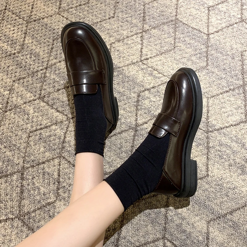 

Casual Woman Shoe Womens Loafers Shoes Shallow Mouth British Style Round Toe Oxfords Women's Female Footwear Slip-on Autumn