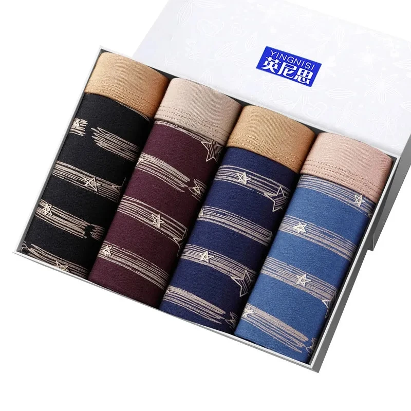 4pcs / Mens Underwear Shorts Boxer Shorts Mens Sexy Underwear High Quality Men's Underwear Pure Cotton Breathable Boxer Shorts