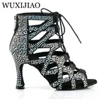 Туфли женские на мягкой подошве, туфли для латинских танцев, высокий каблук, обувь для тренировок, сальсы, для сцены, представлений, вечеринки, черные