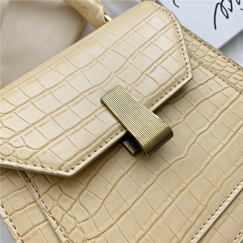 

Burminsa Winter Crocodile Pattern Women Shoulder Bags Girls Unique Lock Design Small Handbags High Quality Crossbody Bags 2020
