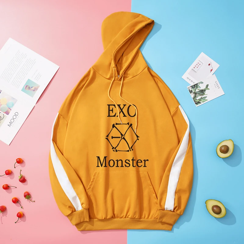 Толстовка EXO оверсайз для мужчин и женщин свитшот с капюшоном в Корейском стиле