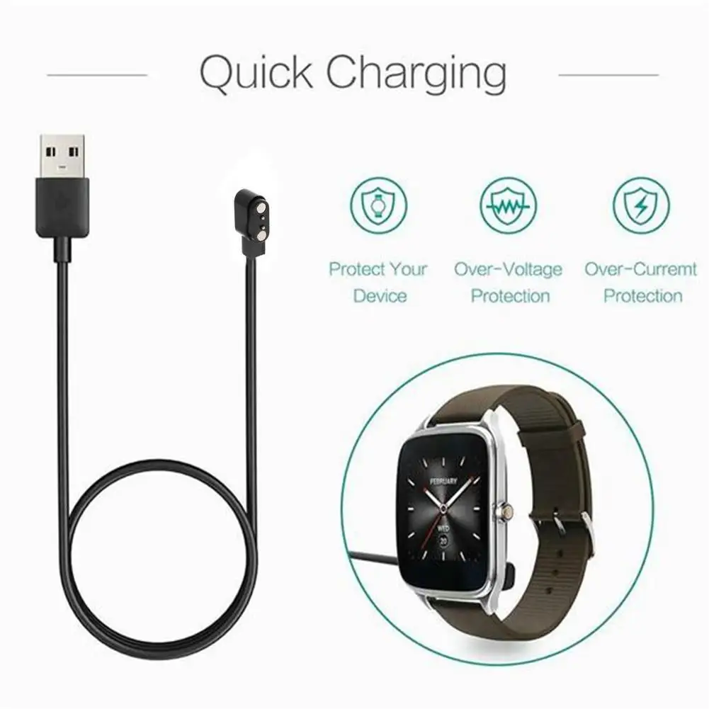 

2pin Wristbands Charging Line Smart Watch Magnet Suction Charge Cable 2 Needle Distance 2.84 Mm Usb Black Power Charger Wire