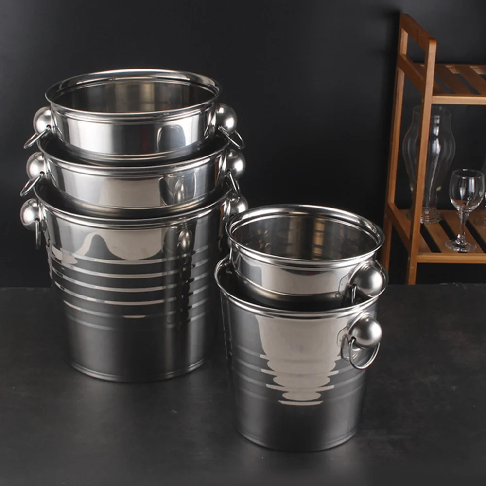 

Portable Stainless Steel Holder Durable Ice Bucket Mini Ice Storage Bucket