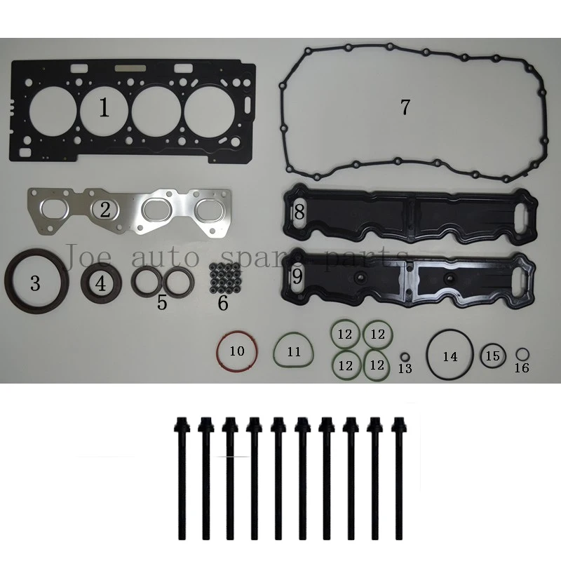Комплект уплотнительных болтов TU5JP4 TU5JP4B N6A NFR NFU двигателя для Peugeot 206 207 308 Grand