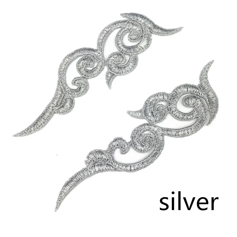 silver Zsbszc 20 зеркальные пары LP-1882 полиэстер Ткань Цветы нашивки красочные облака craf белый черный кружево Аппликация аксессуары DA003 - Цвет: silver