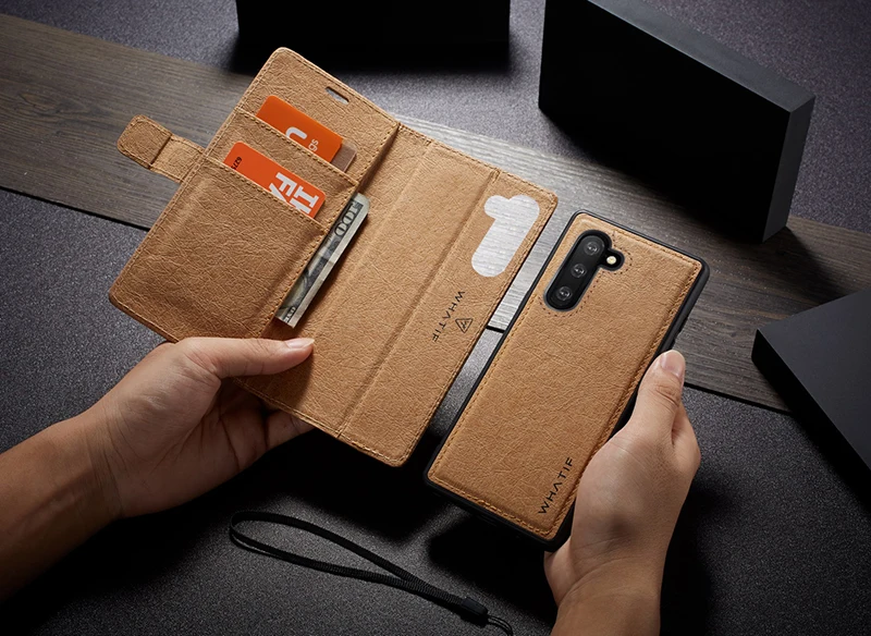 WHATIF чехол для samsung Galaxy S10 S9 S8 Note10 Plus Note 10 9 8 откидная крышка съемная крафт-бумага кожаный бумажник чехол