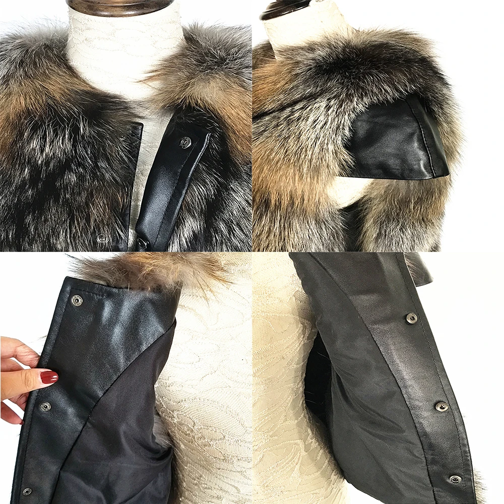 Меховой жилет из меха енота Женский жилет из натурального меха женское модное зимнее пальто женская кожаная куртка пальто из меха енота куртка из натуральной кожи