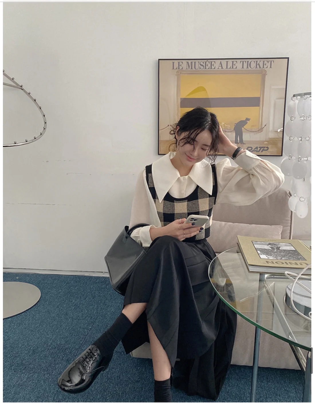 Korean Style Original Autumn New Han Dong Gate Elegant College Solid Color Pleated Skirt | Женская одежда