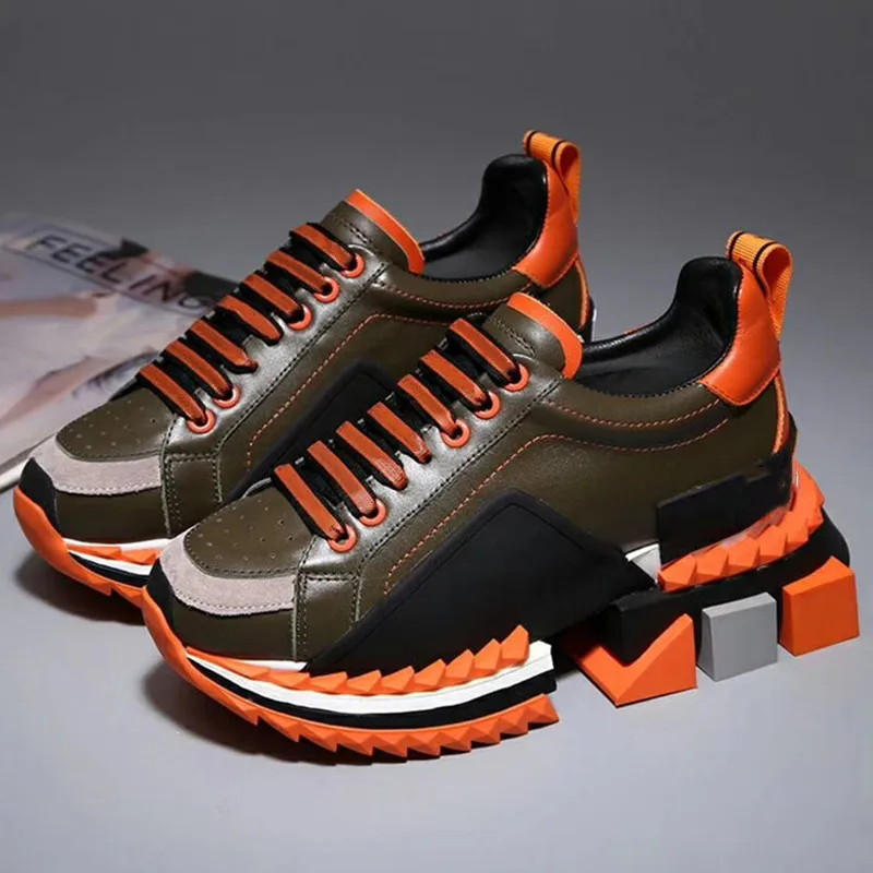 

Genuine Leather Woman Sports Shoes Colorful Shoes Lace Up Shoes Women Platform Runner Zapatos De Mujer Fashion Female Shoes 2021