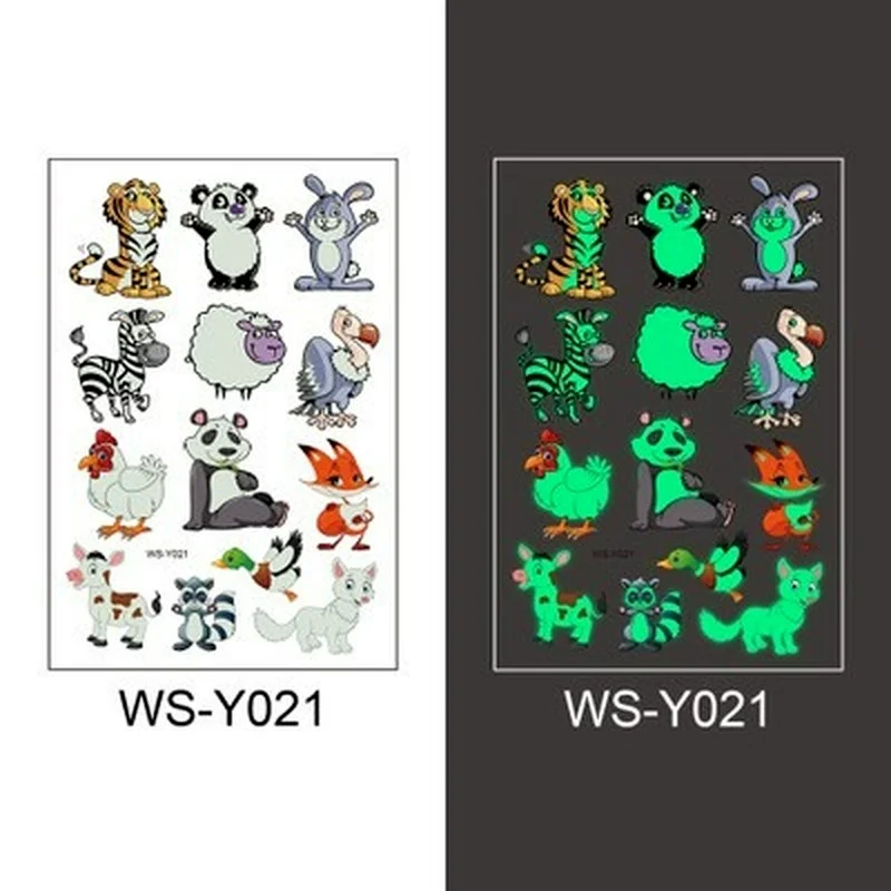 

10PCS Tattoo Stickers Children Waterproof Luminous Temporary Cartoon Tattoo Stickers Luminous Fake Tattoo Luminous Paste Face