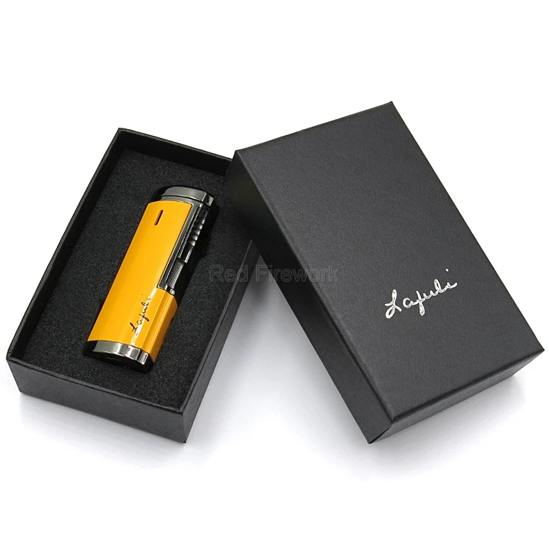 COHIBA креативный металлический сигаретный сигары 4 фонарь Jet красное пламя многоразовая ветрозащитная сигарная Зажигалка W/Встроенный сигары удар Cohiba