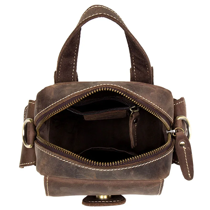 Высокое качество винтажная Мужская поясная сумка из натуральной кожи на ремне