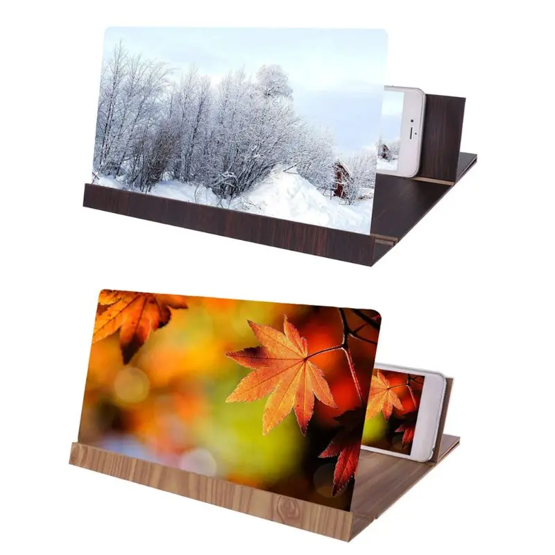 

12 Inch 3D Amplifying Desktop Wood Bracket Mobile Phone Video Screen Magnifier Amplifier Holder Mount For Smartphone U4LB