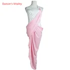 Женское платье для латиноамериканских танцев со стразами, Ассиметричное платье для сальсы, танго, румбы, Фламенго, бальных танцев, конкурсов