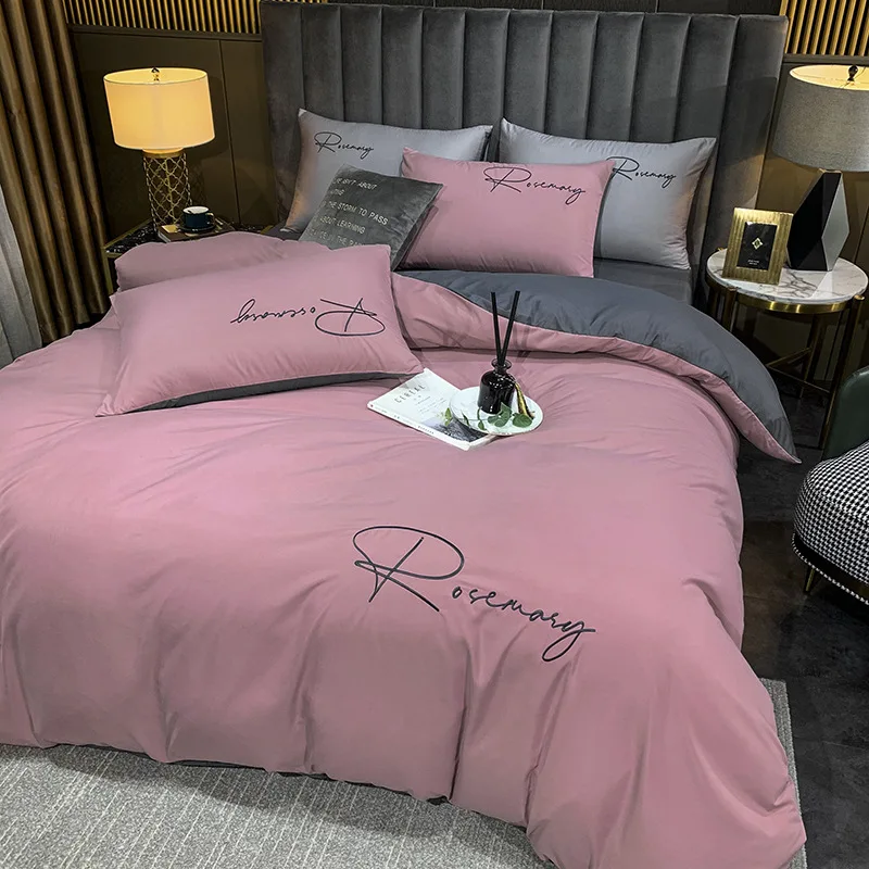 Постельное белье с вышивкой в скандинавском стиле простые однотонные