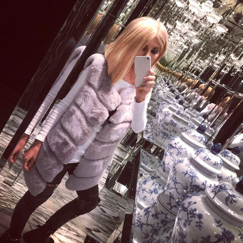 Новинка 2021 супермягкий теплый жилет из искусственного кроличьего меха женский