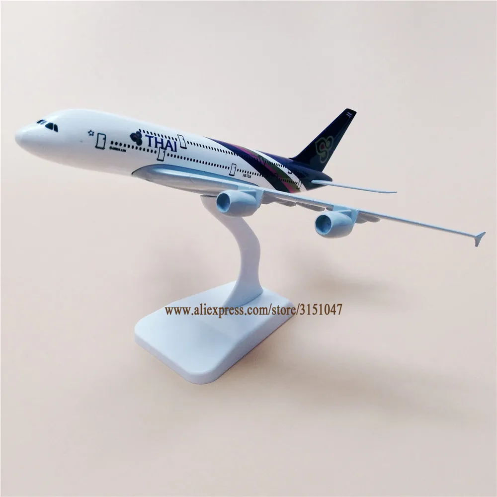 Модель самолета Airbus 380 Air Thai Airlines A380 20 см металлический сплав литье под давлением |