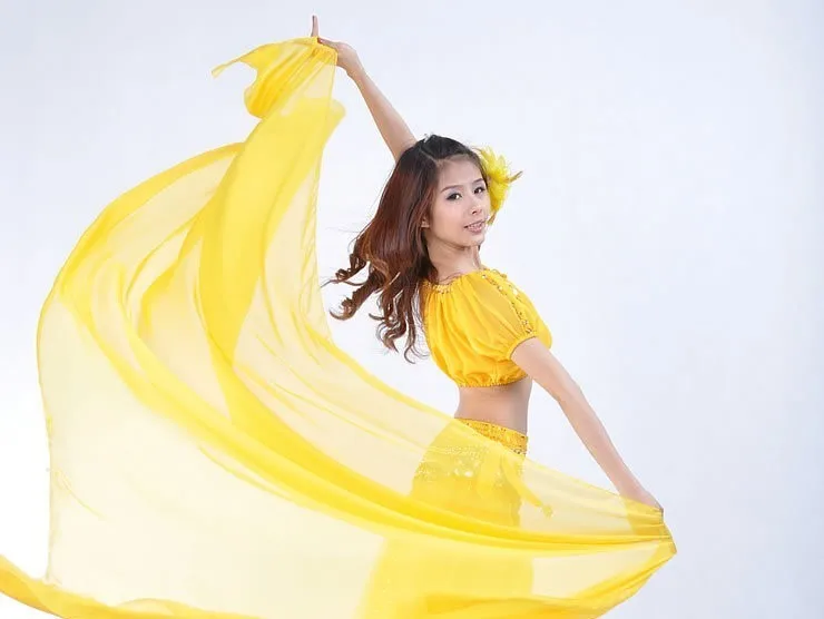 Индийский Оранжевый танец живота костюм современный Восточный BellyDancing пряжа шарф для женщин BellyDance костюм сценическое шоу шаль для танцев