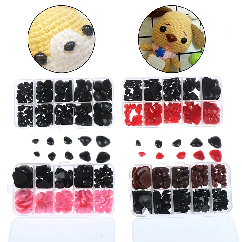 150 шт. круглые плоские черные глаза треугольный нос пластиковые для кукол игрушки