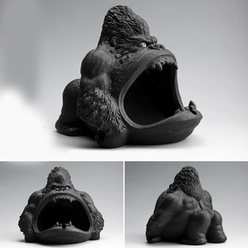 

Nordic Style Ceramic Gorilla Shape Ashtray Anti-Fly Ash Mini Ashtray for Room Ashtray for Home Ornament