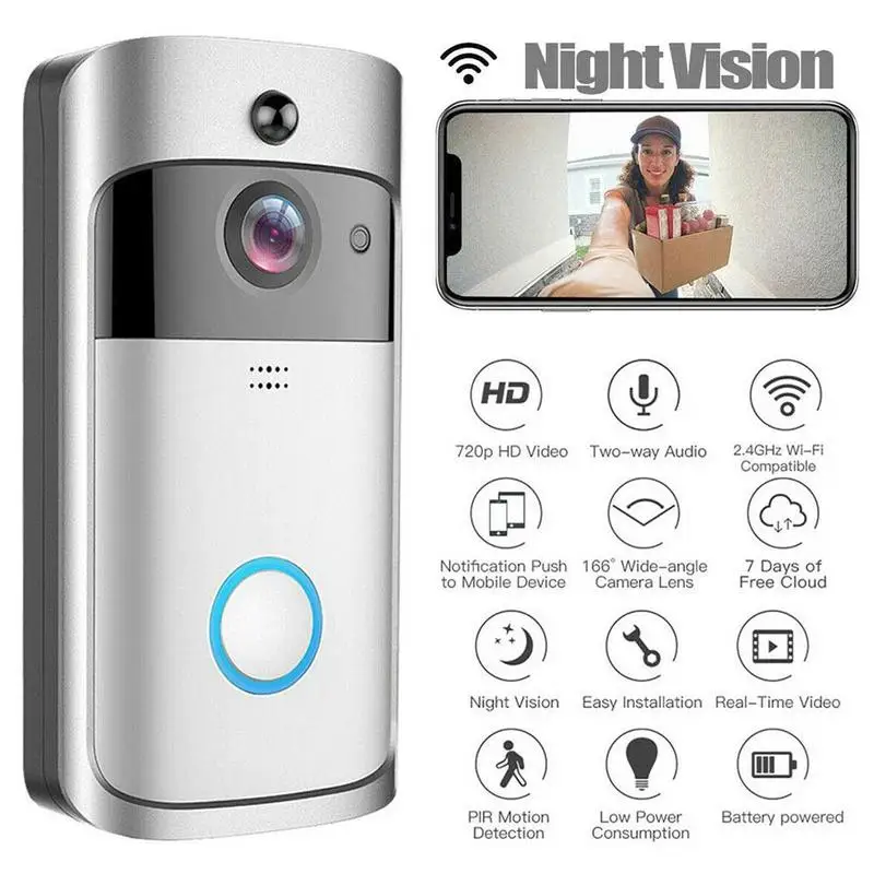 

Wifi Low Power Wireless Camera Smart Life App Voice Camera Tuya Q1N6 Detection Call Door Motion Wifi Doorbell Video Phone C1O9