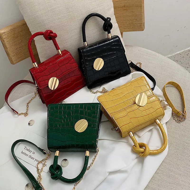 

Womens Bag 2021 New Bag PU Leather Solid Color Fashion Women Bag Shoulder Messenger Bag Fashion Texture Chain Small Square Bag