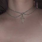 Женское Ожерелье-чокер с перекрестной цепью, Двухслойное ювелирное изделие с кулоном, 2021