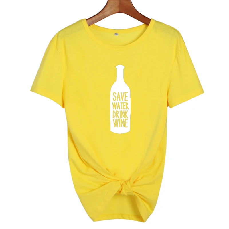 Забавная футболка с надписью «Save Water Drink Wine» и надписью «Wine Lovers», женские готические вечерние футболки в стиле Харадзюку, женская одежда, модные футболки