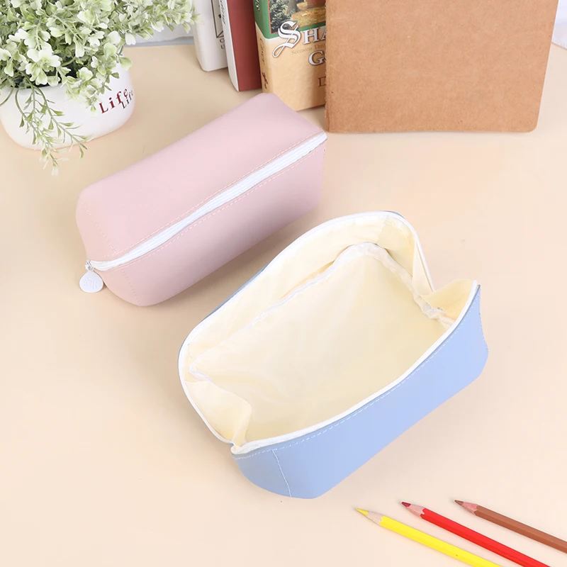 

PU Leather Pencil Case Cute Big Capacity Zipper Pencil Box For Girl Cosmetic Bag School Pencil Bag School Supplies Tools