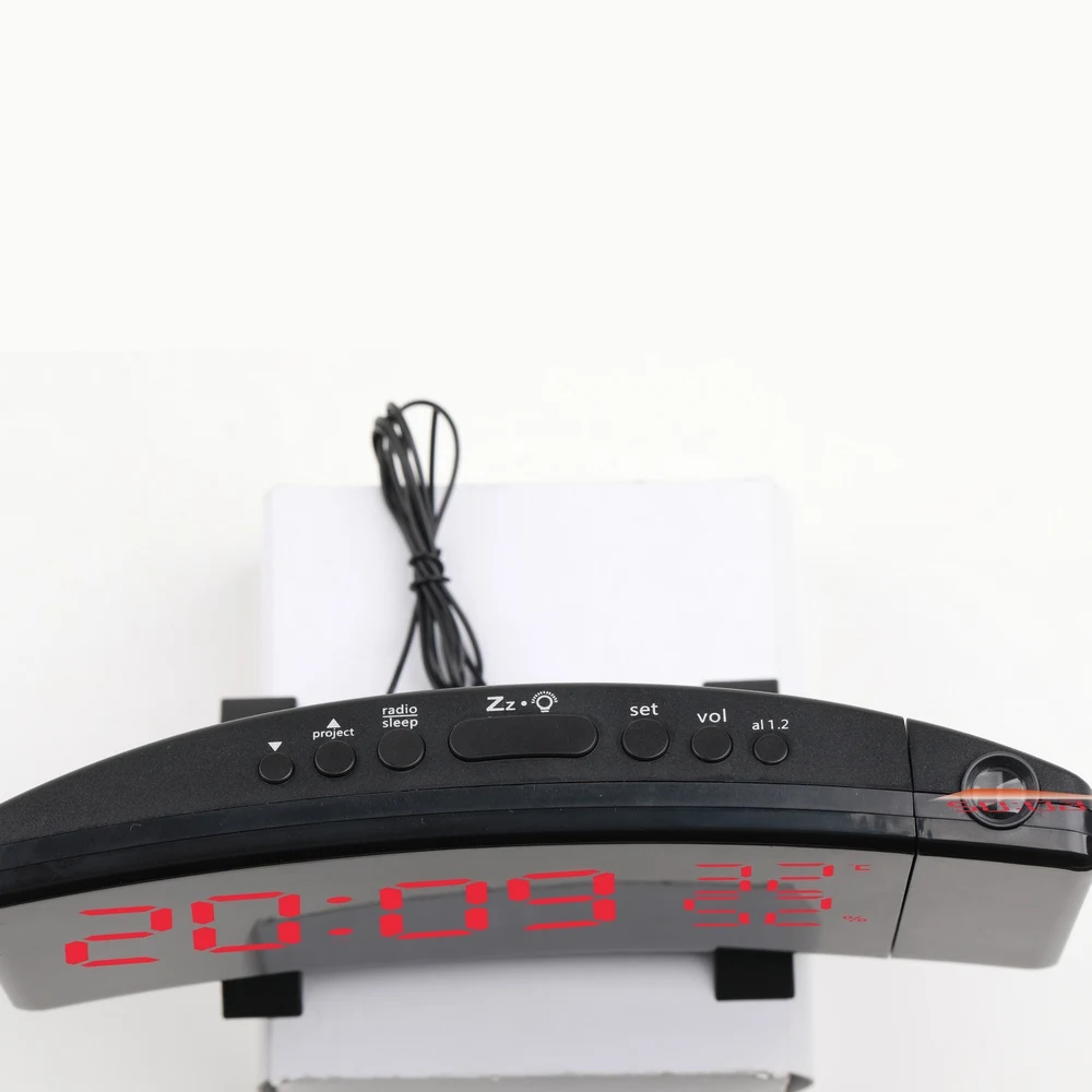 

LED Digital Projection Alarm Clock Temperature Thermometer Desk Time Date Display Projector Calendar USB Charger Table Led Clock