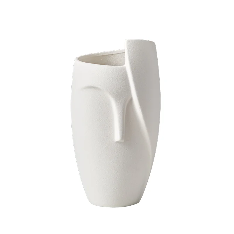 

White Face Creative Ceramic Tabletop Simple Vase European Style Modern Fashion Flower Vase Small Jarrones Home Decoration AH50VS