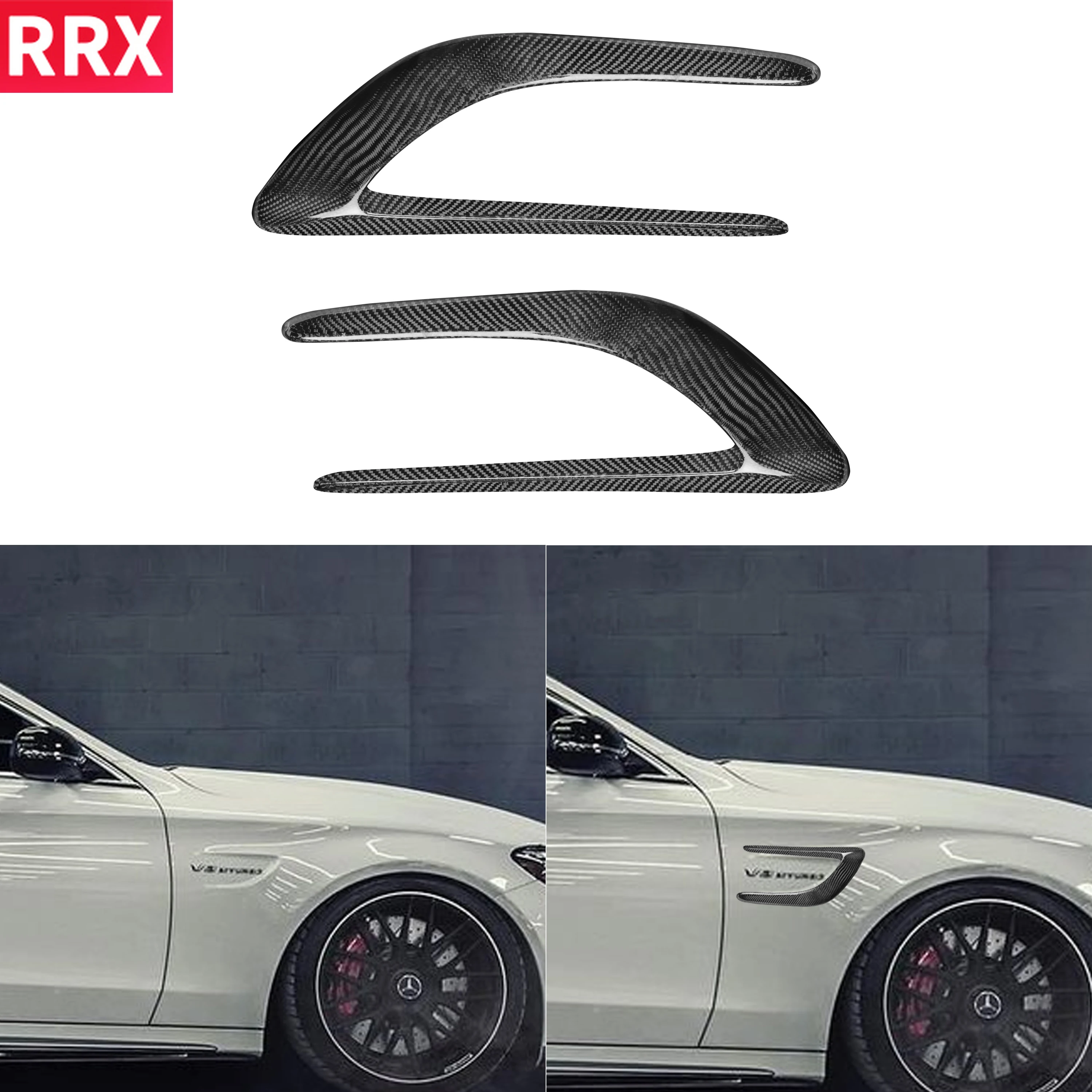 

Real Carbon Fiber Car Two Side Fenders Fin Vent Splitter Trim For Mercedes-Benz W205 C205 C43 C63 AMG Coupe 2 Puertas 2015-2019