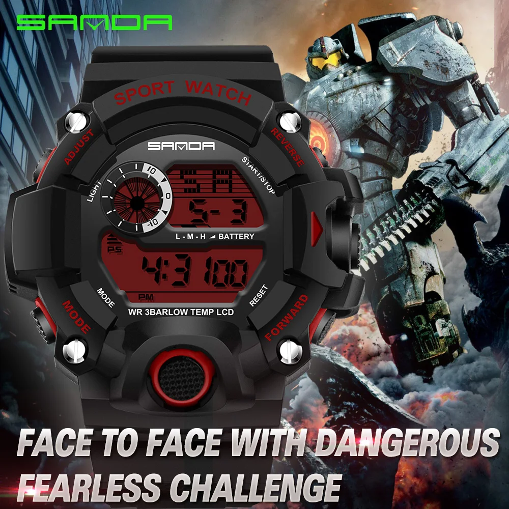 Sanda мужские часы модный спортивный бренд Ретро стиль таймер военный будильник