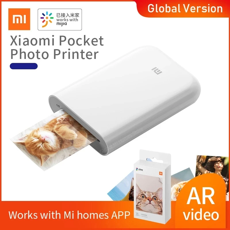 

Global Version Xiaomi mijia AR Printer 300dpi Portable Photo Mini Pocket With DIY Share 500mAh picture pocket printer