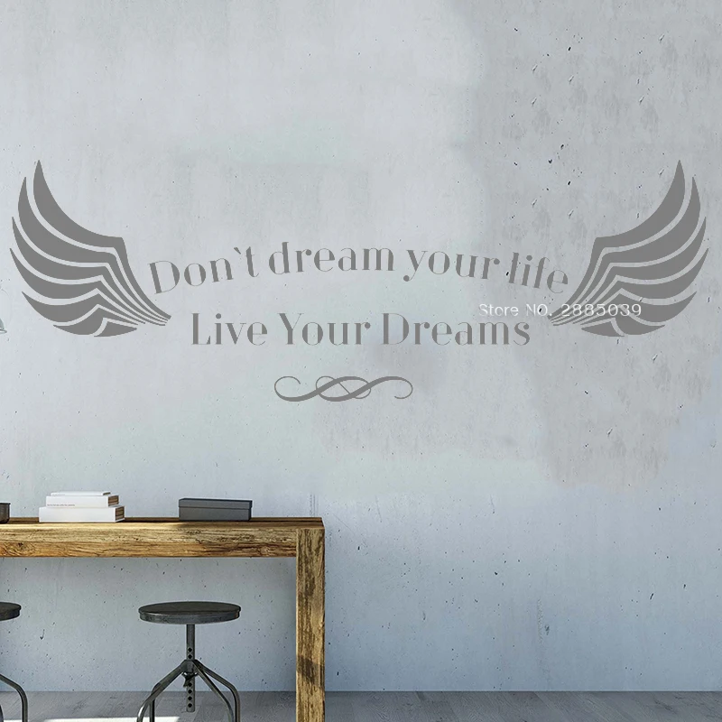 

Live Your Dream Quote Wall Sticker Vinyl Inspirational Decal Art Bedroom Wall Lettering Wallpapers DIY Decals Murals LC1658