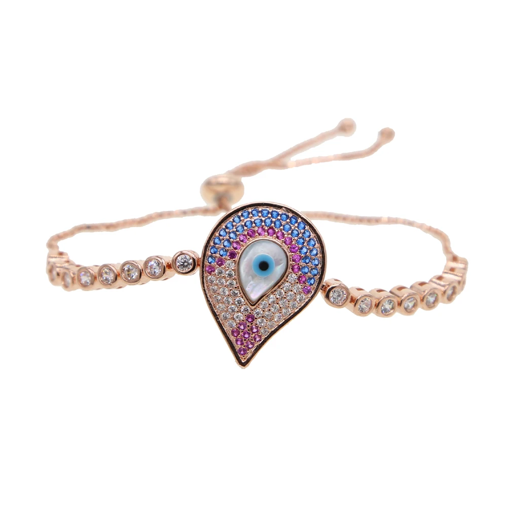 Новинка Pave aaa CZ нано бирюза Турецкий Дурной глаз оплетка с каплями воды макраме