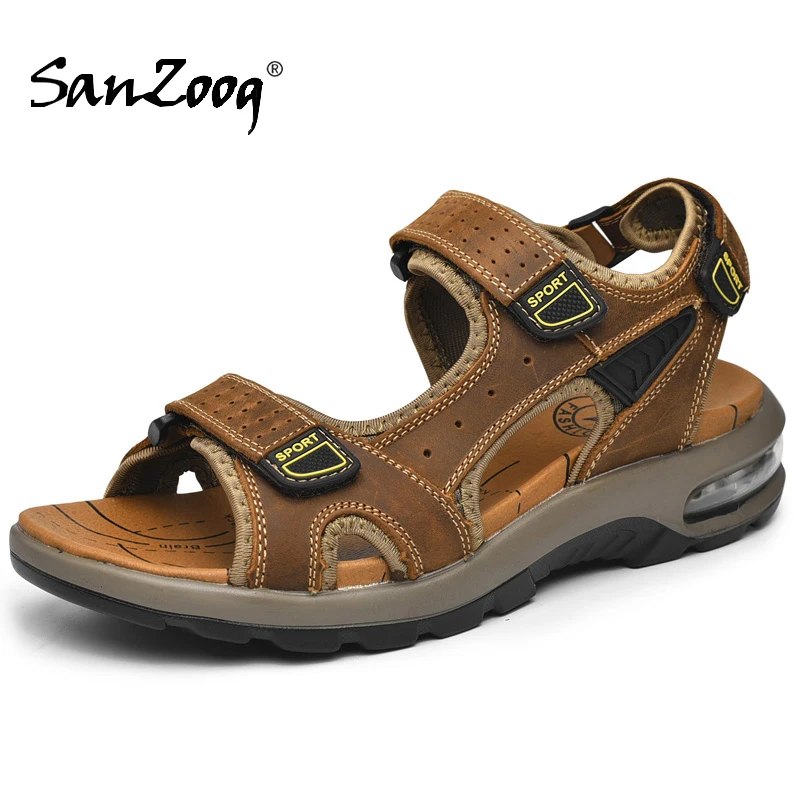 

Men Sandals Leather 2021 Summer Outdoor Casual Beach Shoes Sandalias Hombre Sandles Plus Size 48