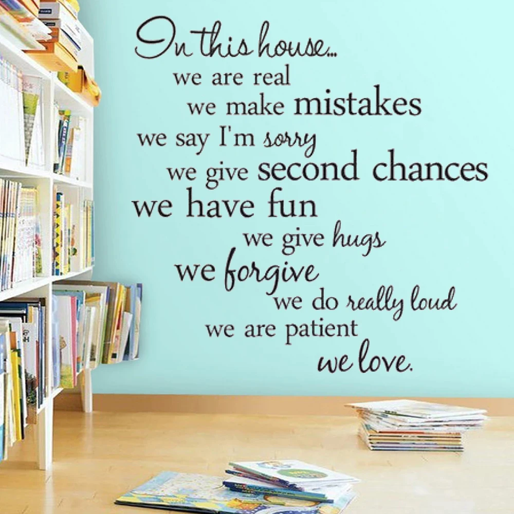 

In This House We Are Real Home Creative Decals Decor Family Vinyl Wall Sticker Quote Words Livingroom Backdrop Decorative DW6514