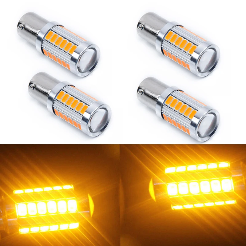 4 шт. Янтарный 1156PY BAU15S PY21W светодиодный 33SMD светильник для указателей
