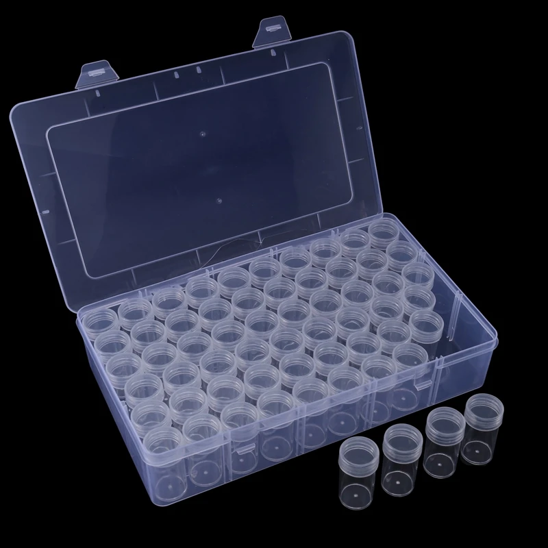 

60 Bottles Box Transparent Container Case Diamond Painting Accessories Diamond Beads Storage Box Organizer Tools