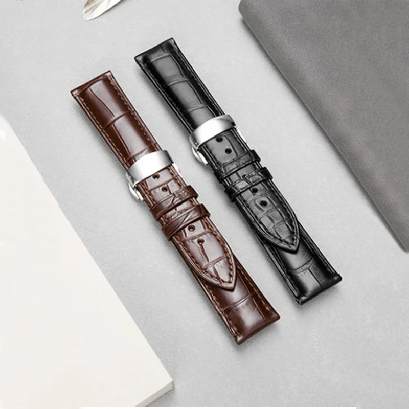 Universal Strap Double-sided Alligator Leather 19mm Watch Strap for Iwc Omega Tissot Luxury Watch Strap Man Custom Watchbands