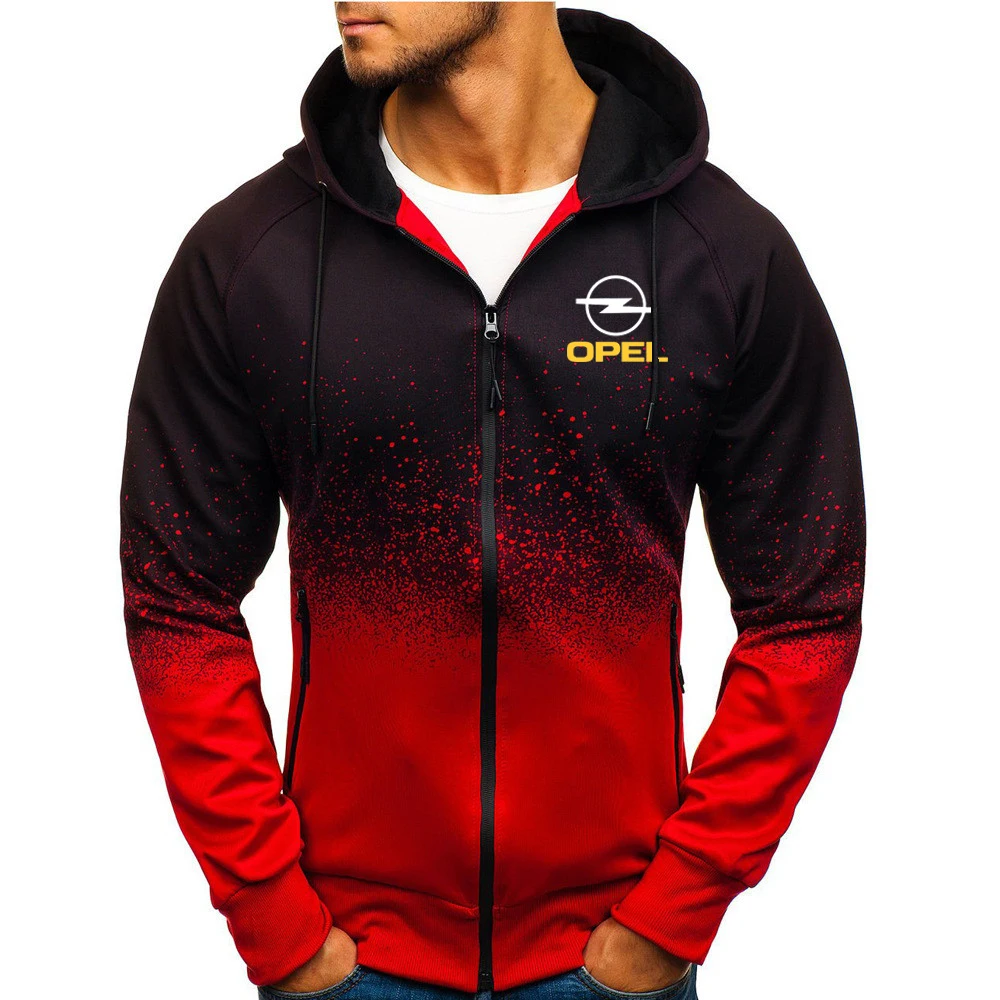 

2021 OPEL Print Custom Comfortable Casual Harajuku Gradient Color Hoodies Men's Gradient Sweatshirts Man Jacket Zipper Clothes