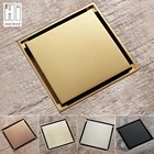 Слив HIDEEP для пола, 10x10 см, латунный, с защитой от запаха, для шампанского, золотого цвета, для туалета, ванной, для кафеля, слив для душа, ситечко для волос